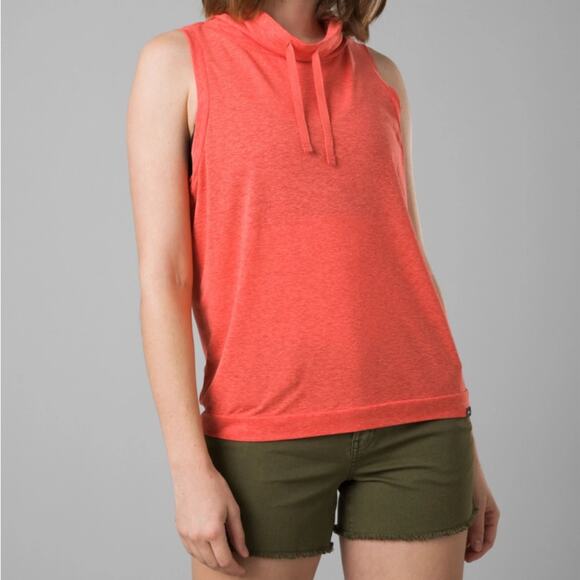 PrAna Women’s Sleeveless Hoodie in Vibrant Coral, Size XS - Picture 1 of 12